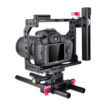 Rukoväť Video Kamera Plošinu Klietky Stabilizátor pre Canon 5D Mark IV, III II 6D 7D Nikon DSLR Fotoaparát s rýchloupínacou Doska C8