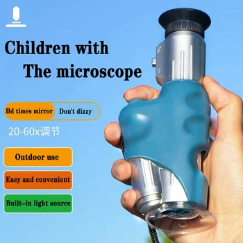 Ručné 60x-120x Mikroskopom Súprava s LED Svetlom Prenosné Micro Lab Optika Školské Deti Vedy Experimentálnej Biológie Microscop