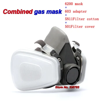 SJL 6200 maska + 603 adaptér S 5N11+501 Modulárny maska respirátor proti prachu, dymu tuhých znečisťujúcich látok respirátor maska proti prachu