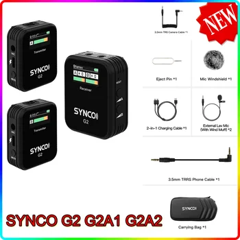 SYNCO G2 G2A1 G2A2 2,4 GHz Bezdrôtové Lavalier Mikrofón Systém pre DSLR Mirrorless Fotoaparátu Smartphone Videokamera Audio PK G1A1 G1A2