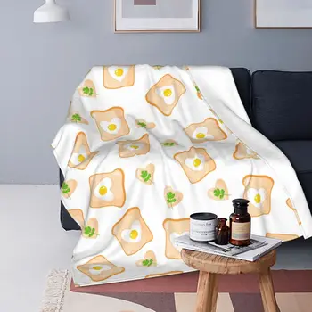 Toasty Und Gebraten Eier Zobrať Decke Gurmán Enthusiasten Fuzzy Werfen Decken Bett Gauč Tragbare Ultra-Weiche Warme Bedsprea