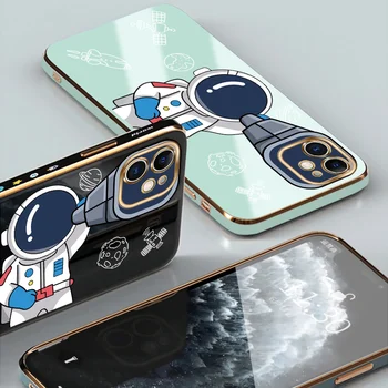 Tpu Telefón Prípade Vivo X60 Pro X70 Pro 5G Roztomilý Kreslený Astronaut Ďalekohľad Námestie Okraji Vzor Luxusné Lode Soft Shell Telefón