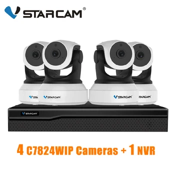 VStarcam 1 NVR 4CH + 4 KS C7824WIP HD Bezdrôtová IP Kamera IR-Cut Nočné Videnie Nahrávanie Zvuku Siete CCTV Vnútorné Vačky