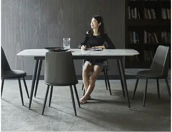 z nehrdzavejúcej ocele Jedáleň Set Home Nábytok moderný minimalistický mramoru jedálenský stôl a 6 stoličiek mesa de jantar muebles comedor