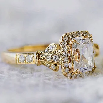 ZHIXUN Luxusné Malé Lesklé CZ Kameň Zásnubné Prstene Romantický Zlatá Farba Valentína Darček Pre Priateľku Solitaire Midi Krúžok