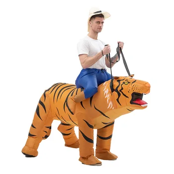 Zábavné Nafukovacie na Koni tiger Kreslená postavička Maskot Kostým Reklama Dospelých Maškarný Party Animal karneval rekvizity darček