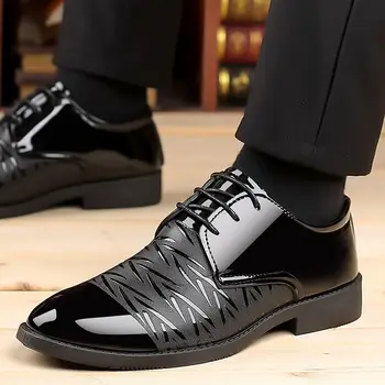 Šaty Nízke Topánky Top Priedušná Oxford Business British Kožené Bežné Mužov Topánky Čiernej Čipky S Nízkou Top