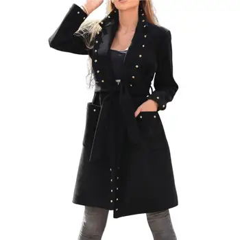 Ženy Kabát Klope Golier Vrchné Oblečenie Jeseň A V Zime Teplý Kabát Streetwear
